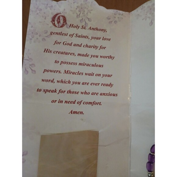 Saint Anthony Pray for Us Catholic Rosary Beads Necklace & Bracelet set of 2 - Picture 7 of 9